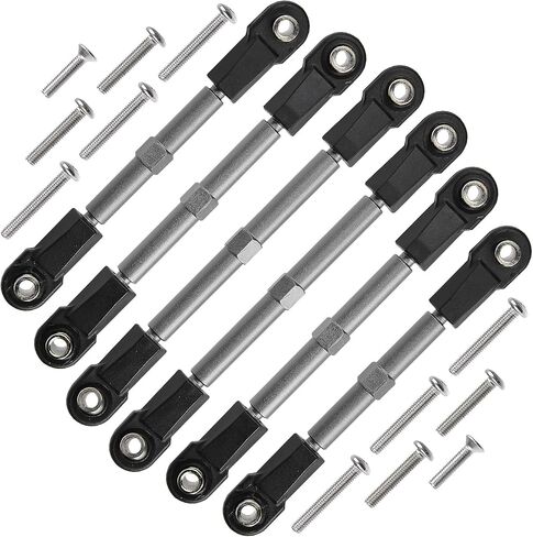 Adjustable Aluminum Turnbuckles/Camber Links with Rod Ends Set for 1/10 Slash 4X4 2WD /Rustler 2WD 4X4/Hoss 2WD 4X4/ Stampede 2WD 4X4/Bandit 2WD 4X4 Upgrade Replace Accessories Parts (Grey) in Saudi Arabia