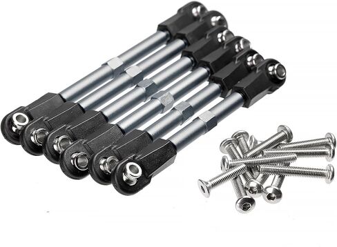 Adjustable Aluminum Turnbuckles/Camber Links with Rod Ends Set for 1/10 Slash 4X4 2WD /Rustler 2WD 4X4/Hoss 2WD 4X4/ Stampede 2WD 4X4/Bandit 2WD 4X4 Upgrade Replace Accessories Parts (Grey) in Saudi Arabia