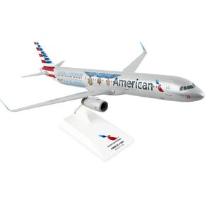 Daron Skymarks American A321 Airplane Model with Wood Stand & Gear (1/100 Scale)