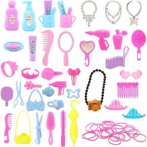 Barwa 43 PCS Doll Associatory Travel Rapylisties Clip Bag Crown Netclace Comb Camera Rubber Band for 11.5 Inch Doll Xmas Gift ...