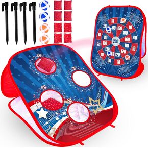 ArtCreativity 2 في لعبة Beal Bag Those لعبة لزجة لعبة Darts - ألعاب في الهواء الطلق للأطفال - تصميم منبثق لإعداد سريع - لعبة Cornhole Toddler مع موضوع وطني أمريكي