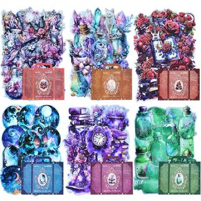 Flower Stickers for Scrapbooking Set,Vintage Natural Stickers 180pcs Transparent Scrapbook Supplies Journal Stickers Book for Card Making Journaling Envelopes DIY (Magical Magic)
