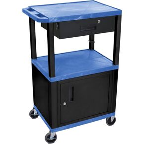 FSE 373-WT42BUC2-B/WTD 42"H AV Cart - 3 Shelves Cab Drawer - Blk Leg