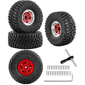 Maluminium 1.0in Beadlock RC Wheels Progrades Part for 1/18 1/24 TRX4M ، SCX24 ، FCX24 RC Crawler ، RC Truck Tyres Up ، 4pcs Red.