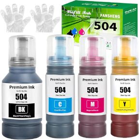 504 زجاجات إعادة ملء الحبر لـ L4150 L4160 L4260 L6161 L6171 L6191 L6270 L14150 INKJET PRINTER