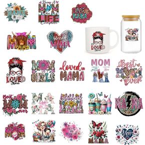 UV DTF Cup Wrap Transfer Stickers- 20 ورقة Mama Coffee مشروبات UV DTF CUP لفات لزرع القهوة الزجاجي 16 أوقية ، ملصق DTF عيد الأم ، شكرًا لك على شكر أفضل أمي على الإطلاق هدايا إبداعية إبداعية in Kuwait