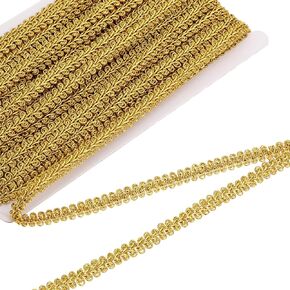 14yd/13.5m Golden Gimp Braid Trim Gold Sewing Centipede Braided Lace 0.4 Inches Wide Lace Ribbon Sewing Accessories DIY Crafts Decor for Wedding DIY Clothes Jewelry Crafts Home Decor