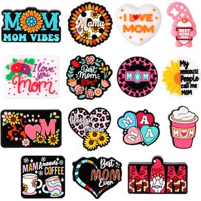 15 Pcs Mom Silicone Focal Beads for Pens Mama Beads Bulk Mother's Day Silicone Charms for Keychain Necklace Bracelet Jewelry Making DIY Mother's Day Gift