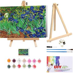 طلاء Rymilie بواسطة أرقام مجموعة أرقام للبالغين المبتدئين والأطفال الذين تتراوح أعمارهم بين 8 و 12 عامًا مع إطار خشبي سهل الأكريليك على القماش 9.45 × 11.8 بوصة مع الدهانات والفرش ، والطلاء بأرقام قطة للهدية ديكور الجدار المنزلي للهدية in Kuwait