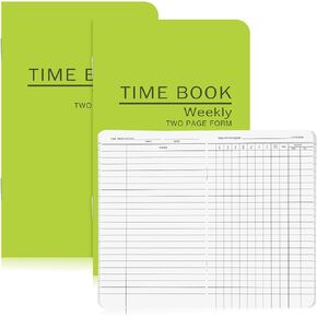 2 PCS FOREMAN'S SITE SIZE TIME BOOKS 4.13 '× 6.75' أوراق زمنية صغيرة للموظفين المحمولة أسبوعيًا للكتب الأسبوعية للوازم المكتبي ، 36 صفحة لكل ، أخضر