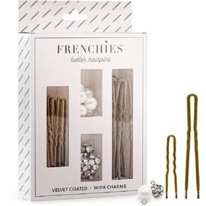 Frenchies Frenchies Twist Hair Pin ، دبابيس شعر فرنسية ناعمة ناعمة مخملية للنساء ، أو الزفاف ، أو محدثات ، أو شعر مستعار ، 6 لؤلؤة + 6 بلورات ، 20 Count (10 LRG ، 10 SM) ، أشقر