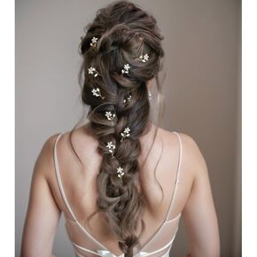 10pcs العروس دبوس الشعر الكريستال لؤلؤة على شكل حرف U إكسسوارات الشعر المصنوعة يدويًا لعرائس العروس النساء (الذهب)