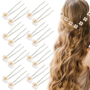 16 pcs زفاف الزفاف دبابيس شعر زهرة دبابيس الشعر الماس ديكور مشابك شعر الزفاف الذهب