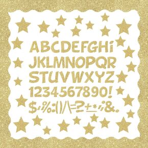 يحتوي على 188 PCS Blue Glitter Bulitin Board Borders Letters Stars Cutouts Cetouts ، تشمل 59 قدمًا 60 من ألعاب النشرة 52 حرفًا أبجديًا 36 نجوم 20 رقم 20 علامات ترقيم للفصول الدراسية
