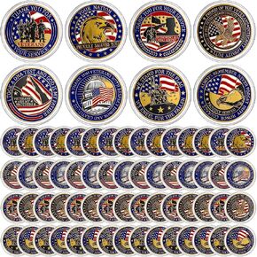 32 PCS Coins Military Challenge ، شكرًا لك على خدمتك قدامى المحاربين ، المقتنيات الوطنية ، عملات تذكارية للرجال لاستقلال يوم المحاربين القدامى (فخور ، أزرق)