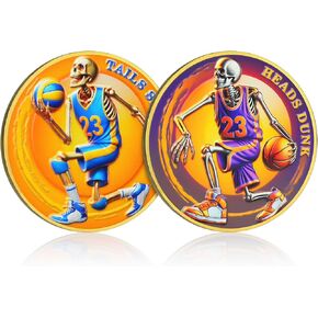 CHURYUML Funny Decision COIN - Heads Dunk Tails Spike Challenge Coins ، رمز جديد لكرة السلة ، هدايا هفوة فريدة من نوعها للرجال عشاق الرياضة