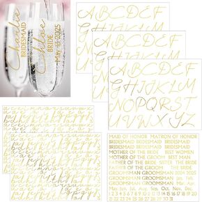 6 Sheets UV DTF Cup Wrap Letters for Bridesmaid Gifts Custom Transfer Letter Stickers Waterproof Vinyl Name Decal for Glass Cup Tumbler DIY Wedding Bridal Shower Bachelorette(Black)