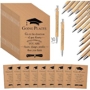 Kosiz 60 Pcs Graduation Gifts Motivational Mini Journal Inspirational Pen Set Kraft Graduate Notebooks Bulk Retractable Ballpoint Pen for Class of 2025 College Gifts, 10 colors