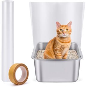 Cat Box Box Pee Pee Shields ، قطعة واحدة سلسة ، 70.8 '' × 15.8 '' لوحة كبيرة ، شفافة وسهلة التنظيف ، شريط فائق 16.4 قدم (1pc)