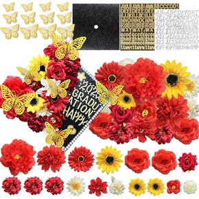 AQNJC 43 PCS Decorations Caps Caps بما في ذلك 3D زهور مزيفة الفراشة الفضية