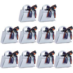 HOSDZOU 10 Pack Leather Wedding Candy Gift Bags with Handle Reusable Party Favor Boxes for Weddings, Baby Showers, Birthday, Weddings,Christmas, Halloween （A）