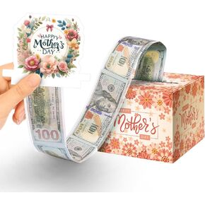 Happy Box, Surprise Pull Out Money Gift Box with 100Pcs Transparent Bags- Fun Ways to Give Cash Gift for Mother