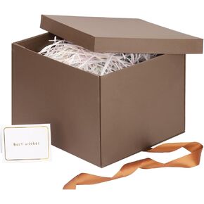 Rinrda 10" Gift Boxes,Black Gift Box with Lid and Shredded Paper Fill,Present Box,Birthday gift box,Perfect For Packaging Christmas Valentine's Day Family or Business.