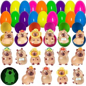 Easter plastic eggs and glowing pufferfish （15pcs ）, (capybara+painted eggshell)
