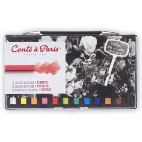 Conté à Paris Colored Crayons Set with 12 Assorted Portrait Colors