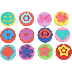 طوابع الإسفنج ، 12 مساءً لوحة الرغوة فوم فرشاة زهرة أشكال فنية رسم الطلاء أدوات DIY Graffiti Sponge For Kids Early Learning (Sponge Seals)