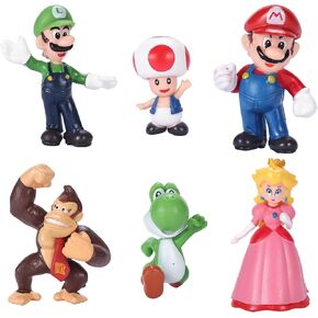 6 PCS/Set Mario Figures Toy.Mario & Luigi التماثيل - أشكال Action Yoshi & Mario Bros （2 بوصة）