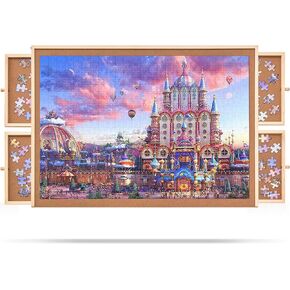 1000 Pieces Puzzle Board with 4 Drawers and Cover, 22"x30" Wooden Jigsaw Puzzle Table for Adults, Portable Puzzle Organizer & Storage System, Birthday Gift for Mom (Small)