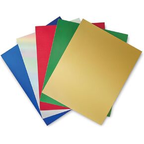 ورقة بطاقة ملصقات Mini Mini Metallic Poard 12 "x14" ، الوزن الخفيف ، مثالية للفنون والحرف اليدوية والمشاريع والعلامات ، المظهر المتميز ، 5 ألوان معدنية ، حزمة من 10