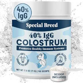 40 ٪ IgG Grass Fed Colostrum للكلاب ، تم اختبار الطرف الثالث IgG IgG ، الدعم المناعي ، صحة البشرة والأمعاء ، الحساسية الموسمية والراحة ، المصنوعة في الولايات المتحدة الأمريكية ، 2.5 أوقية