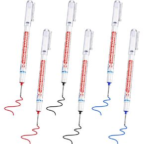 علامات ثقب عميق متعددة الأغراض حفرة عميقة الحفر علامة NIB الطويل مقاوم للماء أقلامات البناء ملونة القلم النجار للحمام الأخشاب ، اللون الأزرق الأحمر (20 مم ، نمط كلاسيكي)