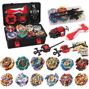 قم بمجموعة Top Set 12 Tops Tops 3 Tway Launchers 1 Handle Gyro Game مع هدية صندوق التخزين للأطفال ، الأولاد