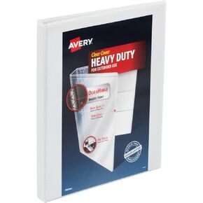 Avery Heavy-Duty View Binder with durahinge وحلقات مائلة لمسة واحدة ، 3 حلقات ، 0.5 بوصة ، 11 × 8.5 ، أبيض