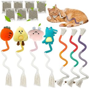 لعبة Sisal Rope Cat مع Catnip ، 7pcs 27.56 بوصة الحبل المضغ الطبيعي مجموعة لجميع السلالات ، وتنظيف الأسنان الآمنة واللعب للقطط والقطط البالغة