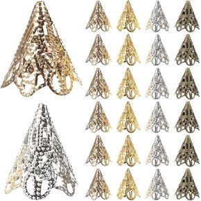 قبعات حبة الزهرة المخروطية ، 120pcs filgree caps caps canes bead ind caps flower flower petal spacer caps for diy tassel braclet netclace mowner