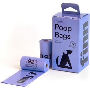 Finn 92% Biobased Poop Bags | USDA-Certified BioPreferred Product | Made from 92% Plant-Based Materials / 8% PE | Unscented Dog Waste Bags, Set of 120