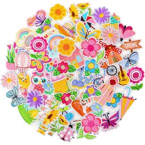 Meneng Iron on Patches for Trucker Hats: 45pcs Cute Embroideried Patches for DIY Fabric - Flowers Butterfly Applique Sew on Repair Patch for Clothing Jackets Jeans Shoes Backpacks Decor