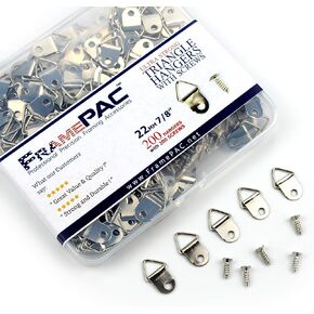FramePac D-Ring Double Hole Reinforced Picture Hangers with Screws [50 Pack] - (AKA Picture Hanging Hardware, Picture Frame Hanger, Picture Hanger Hooks, Picture Hooks for Hanging)