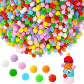 POM Craft POMS ، 1000pcs بريق ملون بوم بومس بلوك 0.4 بوصة بومس صغيرة للفن والزخارف DIY الحرفية (POMPOMS GLITER MUNTICOLOR A)