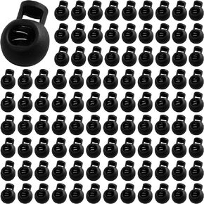 PSON 100PCS سدادة قفل سلك الزبان البلاستيكي ، أزرار منزلق ثقب واحد أسود ، سدادة نهاية مقطع للرسومات ، أربطة وأكياس