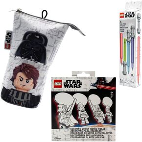 IQ Lego Star Wars تلوين ملاحظات لزجة مع دارث فيدر منبثقة قلم رصاص وأقلام هلام Lightsaber