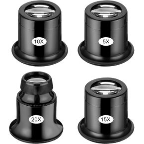 4 PCS Jewellers Loupe Monocular Magnifier 5x/10x/15x/20x magnifier macheld watch أداة إصلاح المجوهر