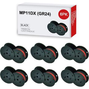 6 Pack Calculator Ribbons Replacement for Canon MP11DX MP-11DX Black Red Work with Compatible with Canon Mp11dx, MP21DX, MP25DV, MP27D (6 Pack)