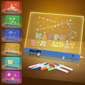 لوحة الملاحظة LED مع ألوان ، لوحة محو جاف الأكريليك مع الضوء ، 16 "x12" 6 ألوان Neon Glow Memo Memo LED Note Board ، لوحة الرسم ، لوحة كتابة LED مع التحكم في اللمس (الوقوف/تعليق)