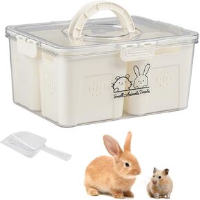 Fruit and Veggie Treats Box, Pet Food Storage Containers, Small Animal Treats Storage Containers, Sealed Food Storage Container with Measuring Cup for Guinea Pig/Rabbit/Hamster Food Storage