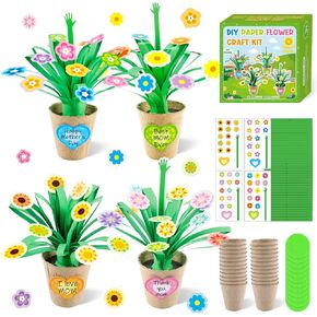 24 حزمة عيد الأم زهرة وعاء طقم للأطفال الربيع الحرف الكبرى جعل الخاص بك DIY الفن والحرف حديقة الزهور المعلم هدية للأنشطة المدرسية في الفصل الدراسي ألعاب المدارس المنزلية